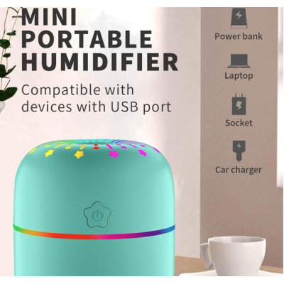 Mini Umidificator A5 capacitate 300ml design silentios lumina gradient de 7 culori