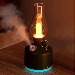 Mini umidificator NEGRU cu lampa fara capac si schimbare de culoare 