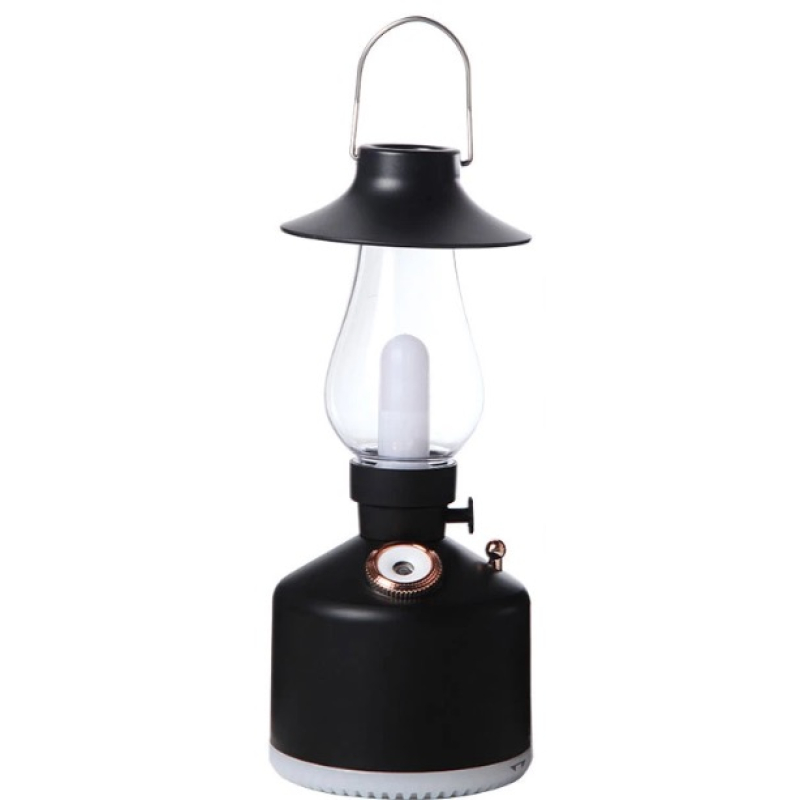 Mini umidificator NEGRU cu lampa vintage si schimbare de culoare