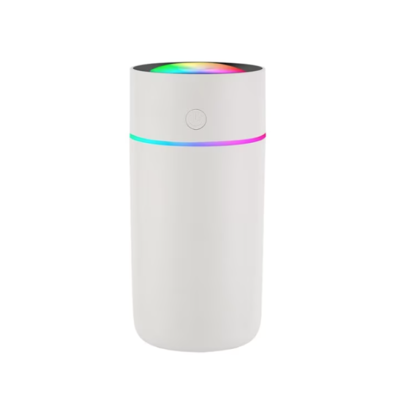 Mini umidificator portabil silentios cu 7 culori LED 320ml Alb