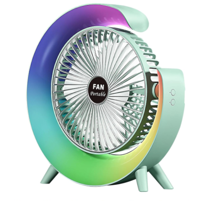 Mini ventilator de birou rotund cu LED RGB 