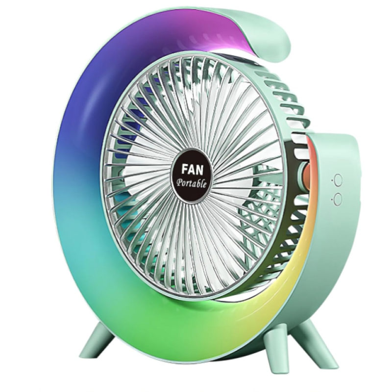 Mini ventilator de birou rotund cu LED RGB