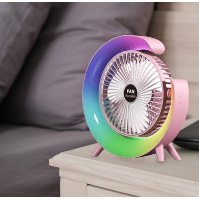 Mini ventilator de birou rotund cu LED RGB 