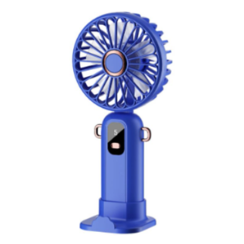 Mini ventilator de mana puternic cu display digital si suport telefon ALBASTRU