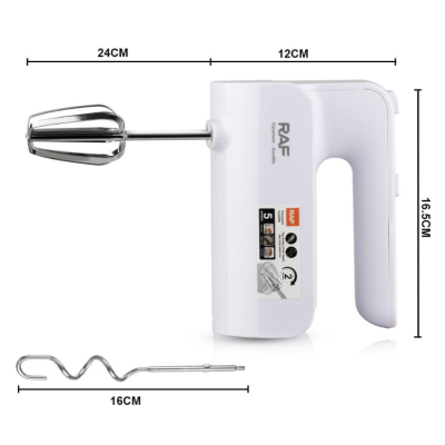 Mixer electric de mana 800W 3 trepte viteze si 2 accesorii pentru batut si framantat ALB