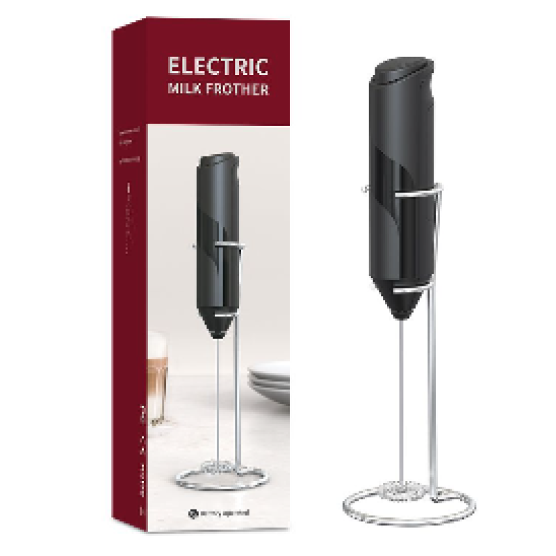 Mixer spuma de lapte negru cu stand vertical ideal pentru cappuccino