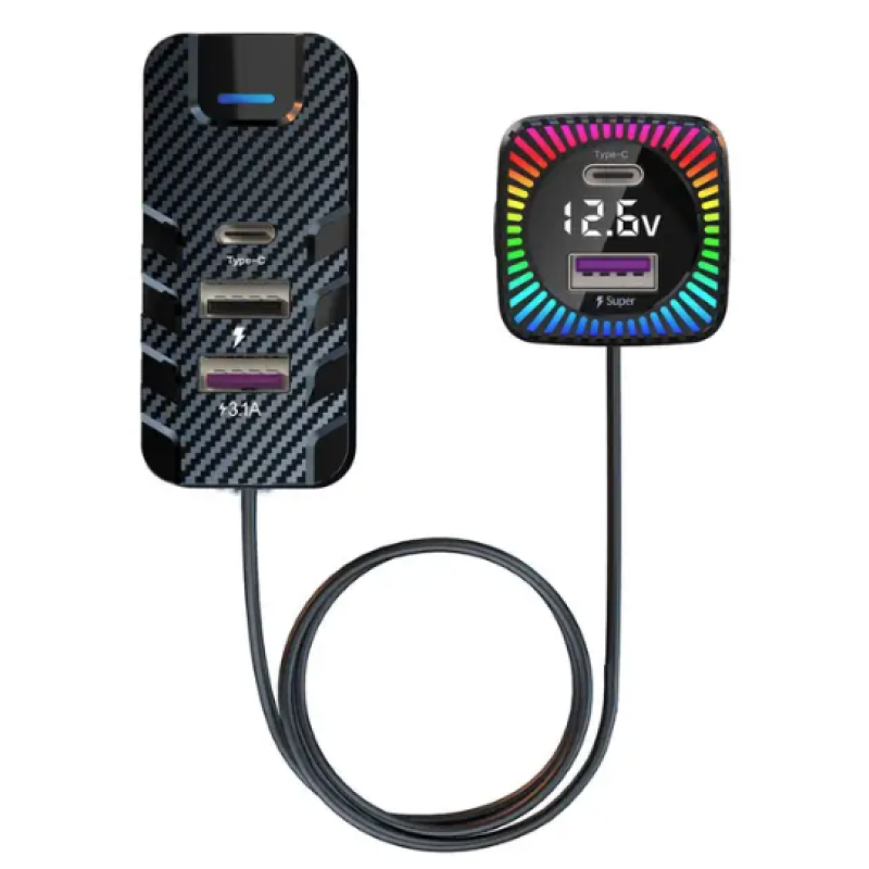 Modulator FM Bluetooth CSII cu 2 x USB C si 3 x USB A