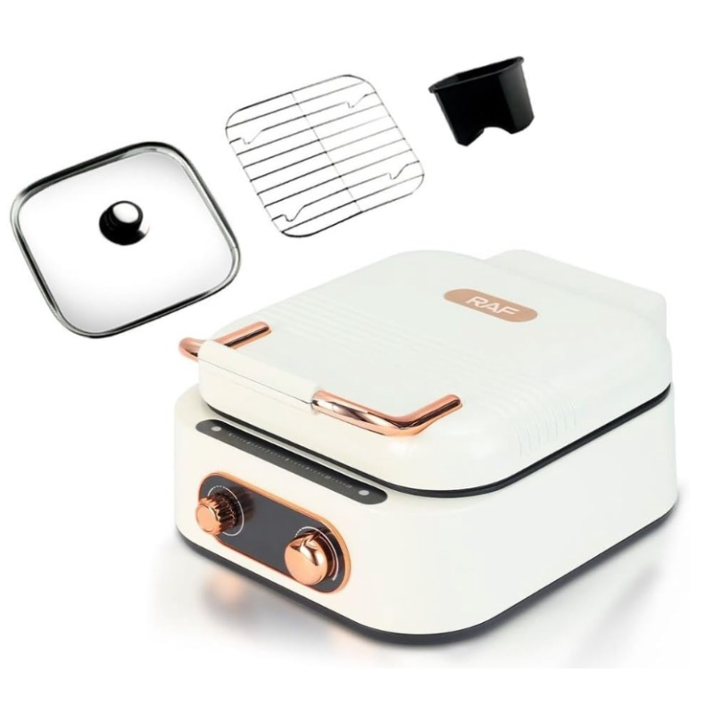 Multicooker RAF 3 In 1 Hot Pot Grill putere 1800W Alb