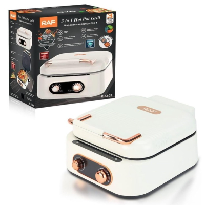 Multicooker RAF 3 In 1 Hot Pot Grill putere 1800W Alb