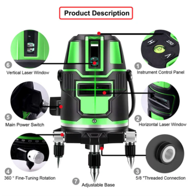Nivela orizontala/verticala cu laser electric profesional Andowl Q SP01 verde