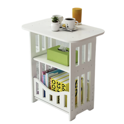 Noptiera alba decorativa din PVC 2 polite 45cm