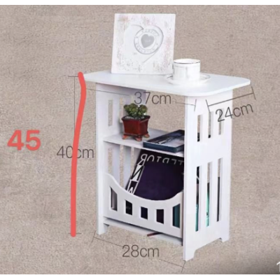 Noptiera alba decorativa din PVC 2 polite 45cm