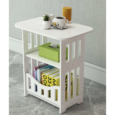 Noptiera alba decorativa din PVC 2 polite 45cm