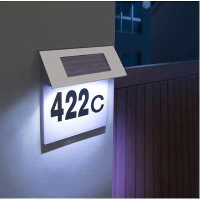 Numar de Casa cu LED si Panou Solar cifre de la 0 la 9 litere de la A la H 11446B