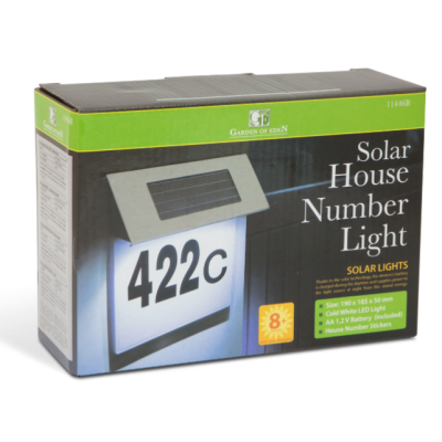 Numar de Casa cu LED si Panou Solar cifre de la 0 la 9 litere de la A la H 11446B