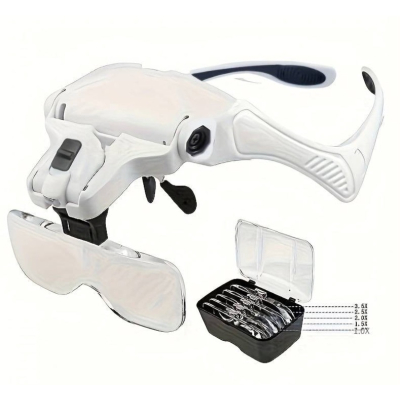 Ochelari cu 5 LUPE 2 LED 9892B2 Incarcare USB 1.5 - 3.5x