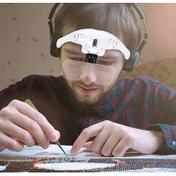 Ochelari cu 5 LUPE 2 LED 9892B2 Incarcare USB 1.5 - 3.5x