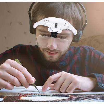 Ochelari cu 5 LUPE 2 LED 9892B2 Incarcare USB 1.5 - 3.5x