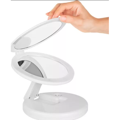 Oglinda cosmetica 2 in 1 Andowl Q MR80 pliabila led efect de lupa reincarcabila