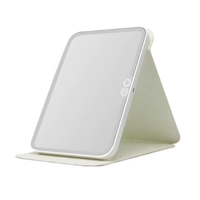 Oglinda Mica Alba Portabila Patrata cu LED pentru Machiaj si Suport Pliabil