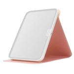 Oglinda Mica Roz Portabila Patrata cu LED pentru Machiaj si Suport Pliabil 