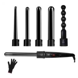 Ondulator 6 in 1 invelis ceramic 2 trepte temperatura 230 grade Manusa Negru