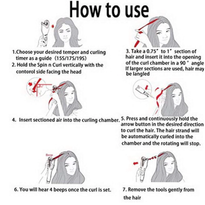 Ondulator automat ecran cu LCD temperatura reglabila rotatie de 360 de grad putere 55W 110 220V Negru