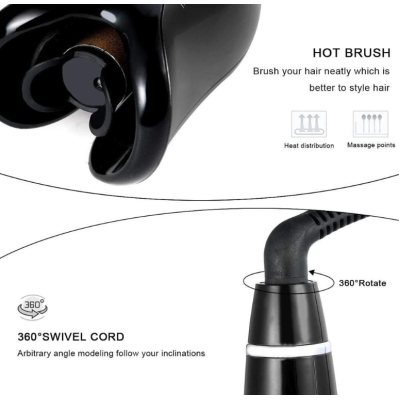 Ondulator automat ecran cu LCD temperatura reglabila rotatie de 360 de grad putere 55W 110 220V Negru