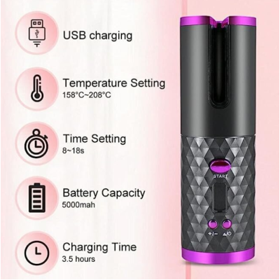 Ondulator Automat fara fir 6 trepte de temperatura si afisaj LCD Incarcare USB