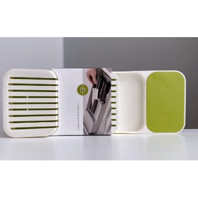 Organizator / suport pentru cutite 2 nivele pentru 18 cutite Alb