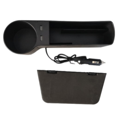 Organizator auto cu 2 porturi USB, suport de pahare