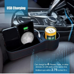 Organizator auto cu 2 porturi USB, suport de pahare