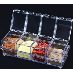Organizator cu 4 recipiente transparente pentru condimente