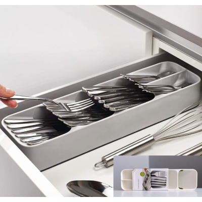 Organizator pentru tacamuri 5 compartimente Alb