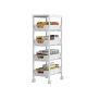 Organizator slim portabil cu 5 nivele 4 rafturi retractabile rotativ 360 1 polita din MDF ALB