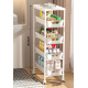 Organizator slim portabil cu 5 nivele 4 rafturi retractabile rotativ 360 1 polita din MDF ALB