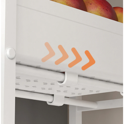 Organizator slim portabil cu 5 nivele 4 rafturi retractabile rotativ 360 1 polita din MDF ALB