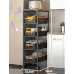 Organizator slim portabil cu 5 nivele 4 rafturi retractabile rotativ 360 1 polita din MDF NEGRU