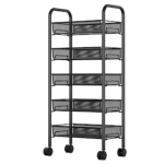 Organizator slim portabil cu 5 nivele 4 rafturi retractabile rotativ 360 NEGRU