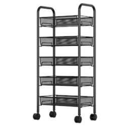 Organizator slim portabil cu 5 nivele 4 rafturi retractabile rotativ 360 NEGRU