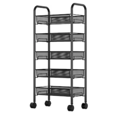 Organizator slim portabil cu 5 nivele 4 rafturi retractabile rotativ 360 NEGRU