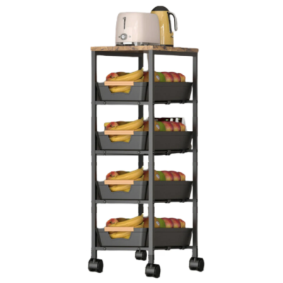 Organizator slim portabil cu 5 nivele 4 rafturi retractabile rotativ 360 NEGRU