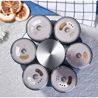 Organizator suport rotund cu 6 recipiente pentru condimente