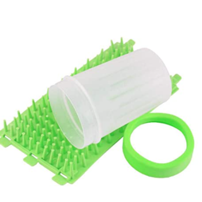 Pahar cu perii  MARE VERDE pentru Curatarea si Dezinfectarea Labutelor Animalelor 