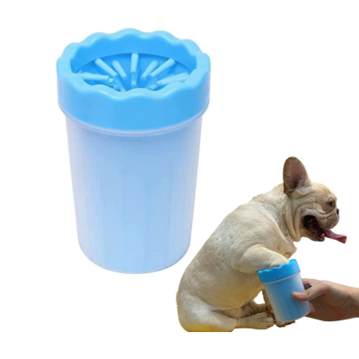 Pahar cu perii  MIC ALBASTRU pentru Curatarea si Dezinfectarea Labutelor Animalelor