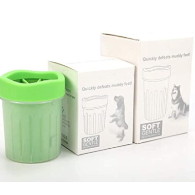 Pahar cu perii  MIC VERDE pentru Curatarea si Dezinfectarea Labutelor Animalelor