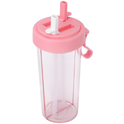 Pahar dublu 600 ml cu 2 paie ROZ