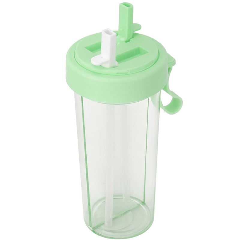 Pahar dublu 600 ml cu 2 paie VERDE