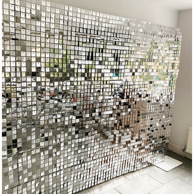 Panou decorativ model patrat cu paiete ARGINTIU cu SCLIPICI 30 x 30 cm