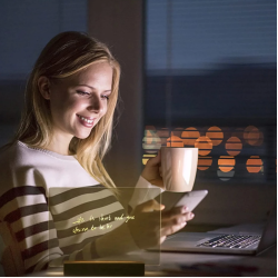 Panou luminos acrilic tip tabla de notite transparenta cu baza din lemn